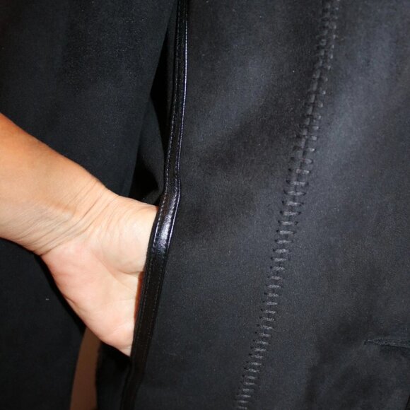 COLDWATER CREEK Coat Jacket Black Faux Suede/Faux Shearling Fur Vegan PS Sherpa - Picture 10 of 15